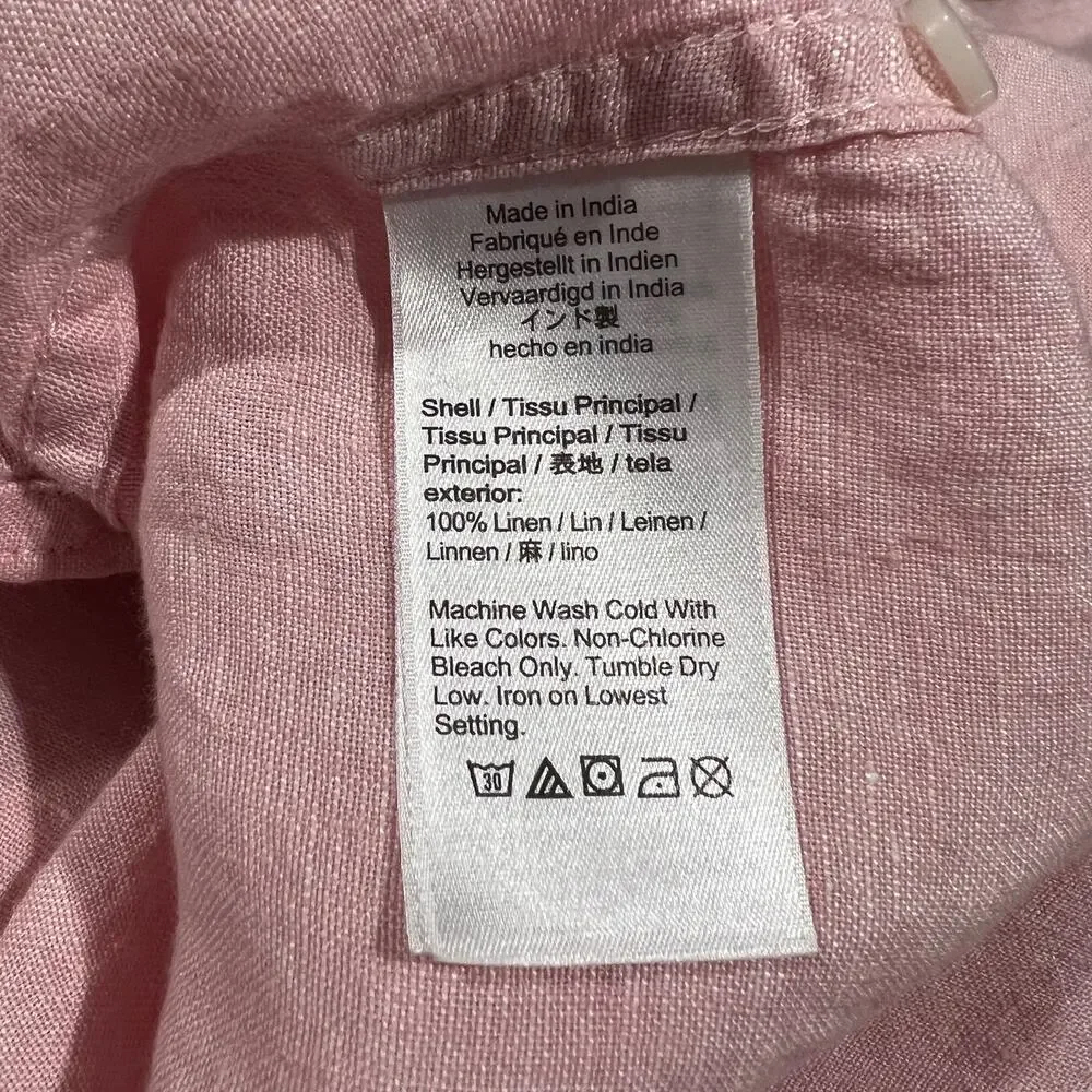 J. Crew Baird McNutt Irish Linen Button Down Shirt Long Sleeves Pink K7897